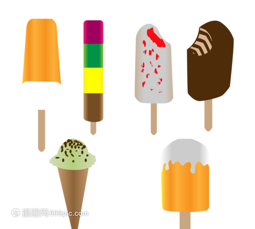 盛夏的凉意 平面夏季雪糕与冷饮元素矢量图赏析