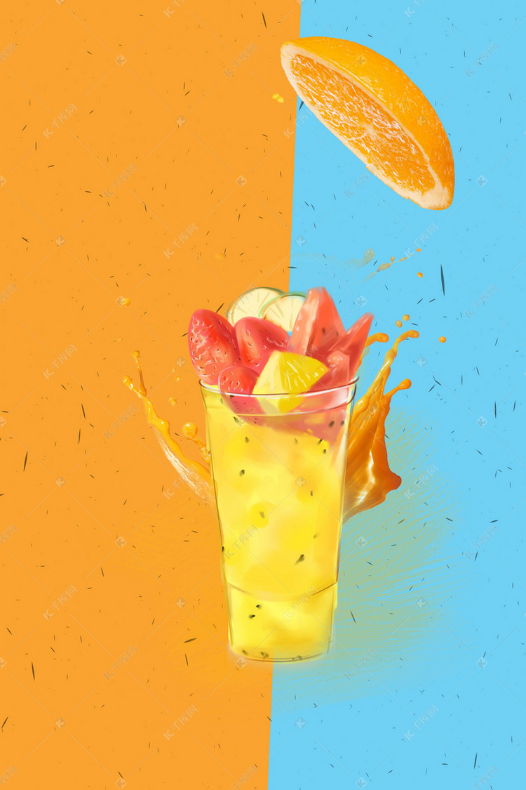 清新夏日冷饮海报背景图片免费下载